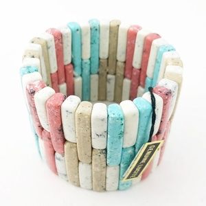 Vintage Chunky Stretch Bracelet Genuine Lucite